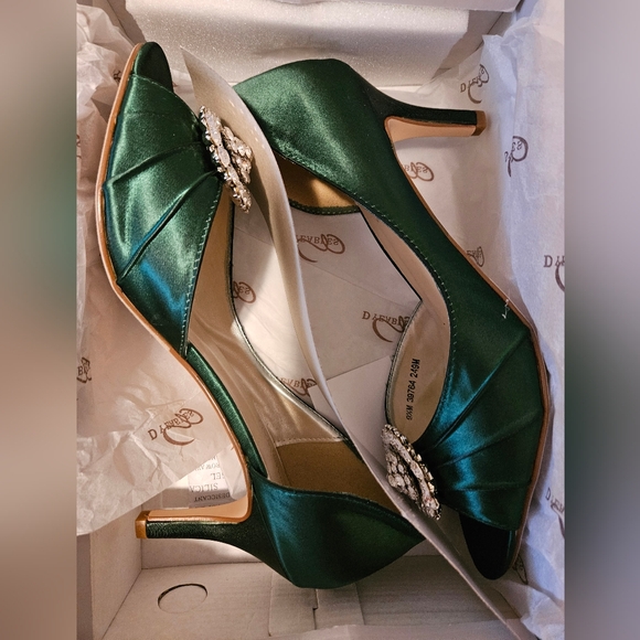 NEW Emerald Green Bridal Pumps - Picture 3 of 4